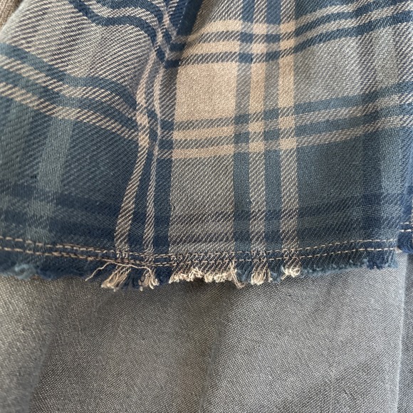 Lucky Brand Women's XS Brown Blue Distressed Plaid Full Zip‎ Lightweight Jacket - Picture 8 of 15